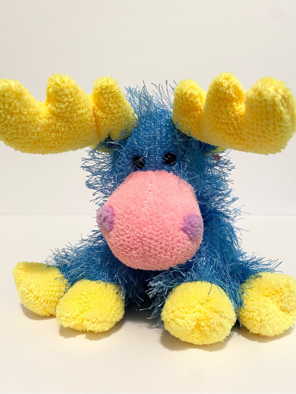Ty Punkies 2003 Reindeer Plush Beanie Baby Toy Stuffed Animal Blue Yellow Lovey